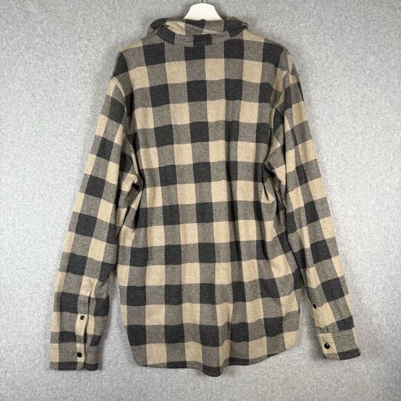 Faherty Mens Legend Sweater Shirt Size XL Tan Charcoal Buffalo plaid gorpcore ou - Picture 5 of 8